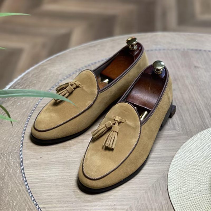 Férfi Naplopók Slip-on Velúr Cipők - Khaki