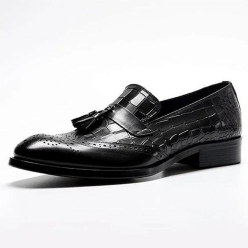 Férfi Naplopók Vintage Tassel Brogue Ruhacipő - Fekete