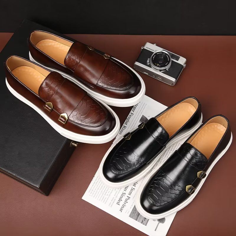 Férfi Szabadidős Cipők Elegáns Slip On Platform Tornacipők - Fekete