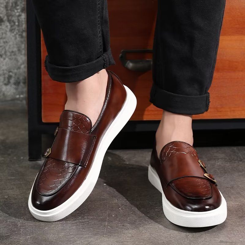 Férfi Szabadidős Cipők Elegáns Slip On Platform Tornacipők - Barna