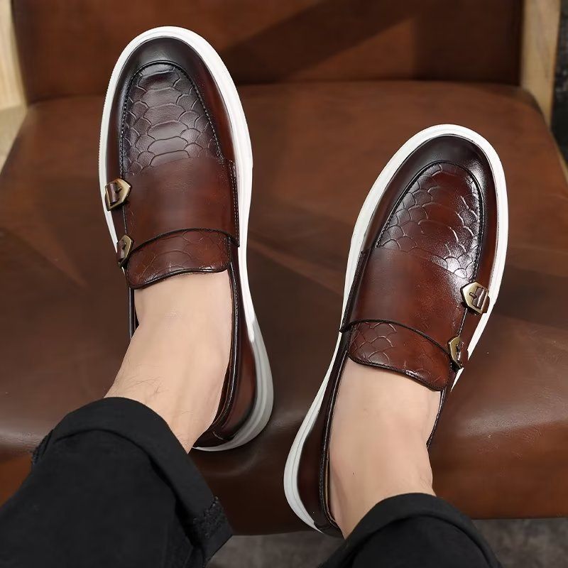 Férfi Szabadidős Cipők Elegáns Slip On Platform Tornacipők - Barna