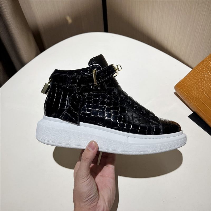 Férfi Tornacipők Luxus Crocemboss High Top Designer - Fekete