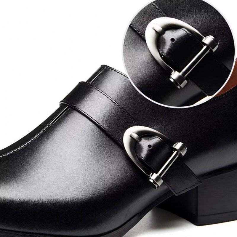 Férfi Ünnepi Cipők Kiváló Bőrből Készült Monkstrap Ruhacipők - Fekete