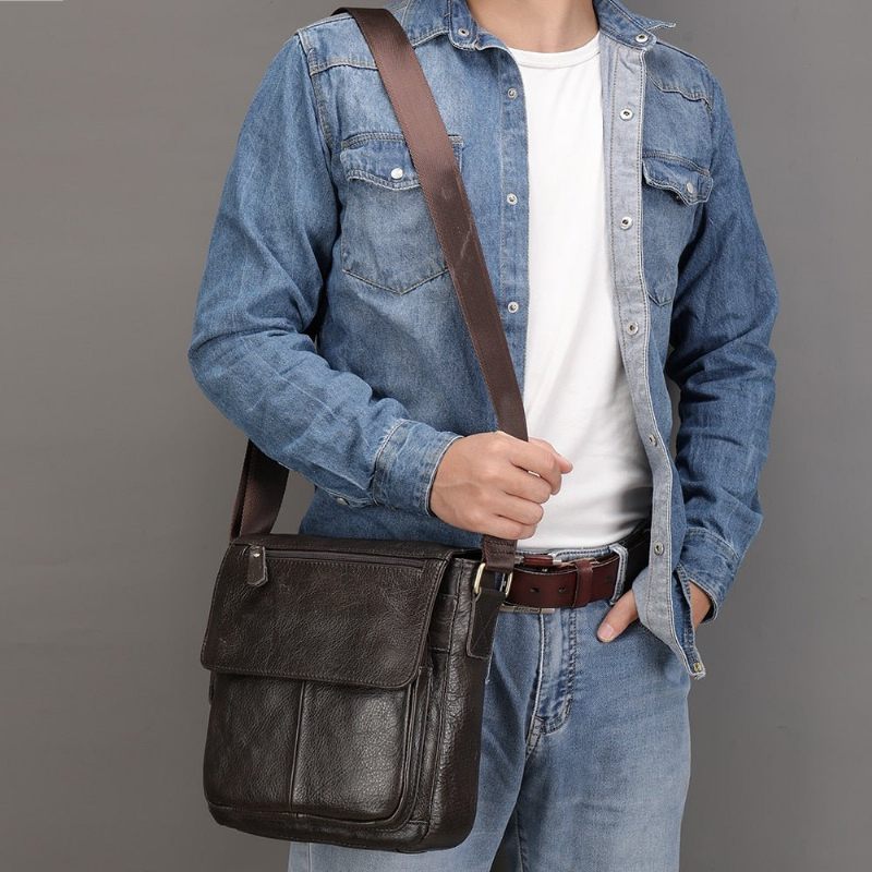 Férfi Válltáskák Bőr Crossbody Táska - Kávé