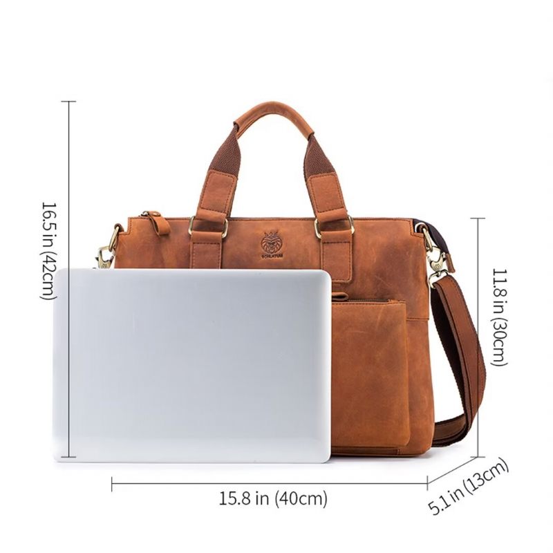 Férfi Válltáskák Distinguished Square Leather Holdall - Fekete