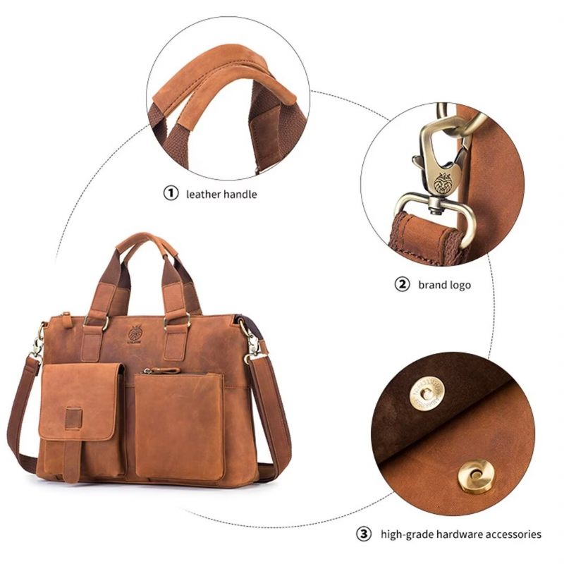 Férfi Válltáskák Distinguished Square Leather Holdall - Fekete