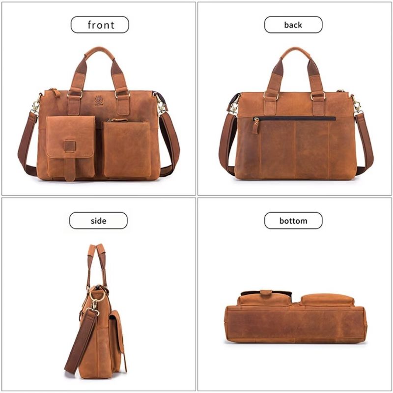 Férfi Válltáskák Distinguished Square Leather Holdall - Fekete