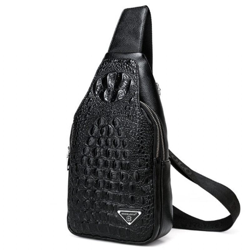 Férfi Válltáskák Egzotikus Croc-print Single Strap Sling Hátizsák - Fekete