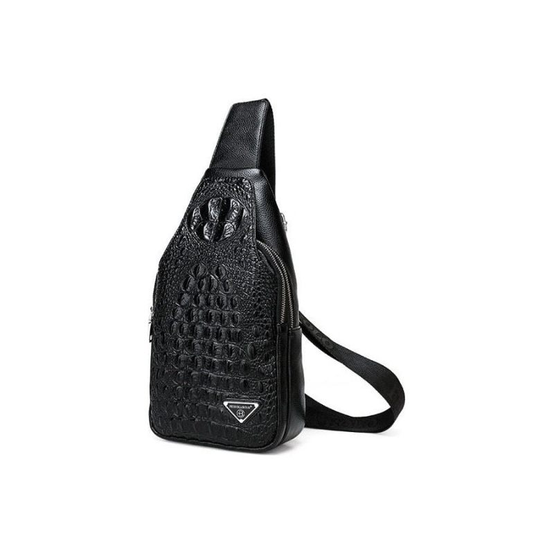 Férfi Válltáskák Egzotikus Croc-print Single Strap Sling Hátizsák - Fekete