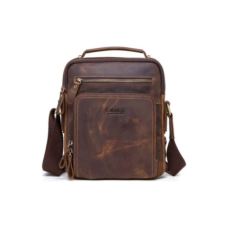 Férfi Válltáskák Elegáns Crazy Horse Bőr Crossbody Táska - Kávé