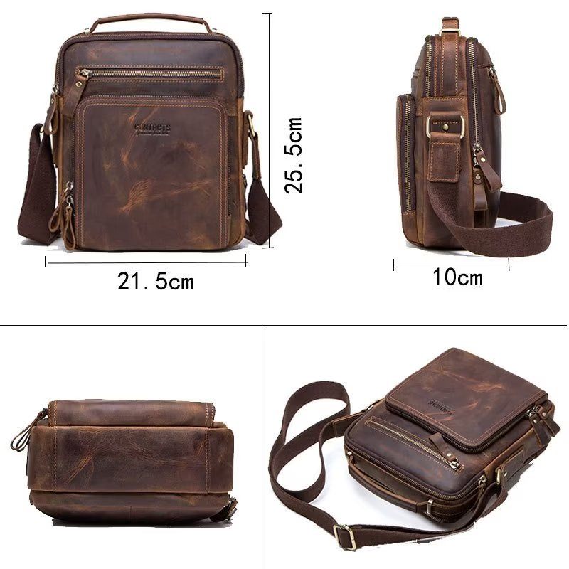 Férfi Válltáskák Elegáns Crazy Horse Bőr Crossbody Táska - Kávé