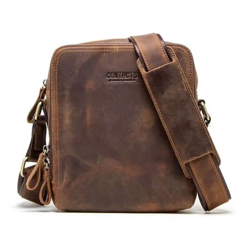 Férfi Válltáskák Elegáns Crazy Horse Bőr Masszív Crossbody Táska - Kávé