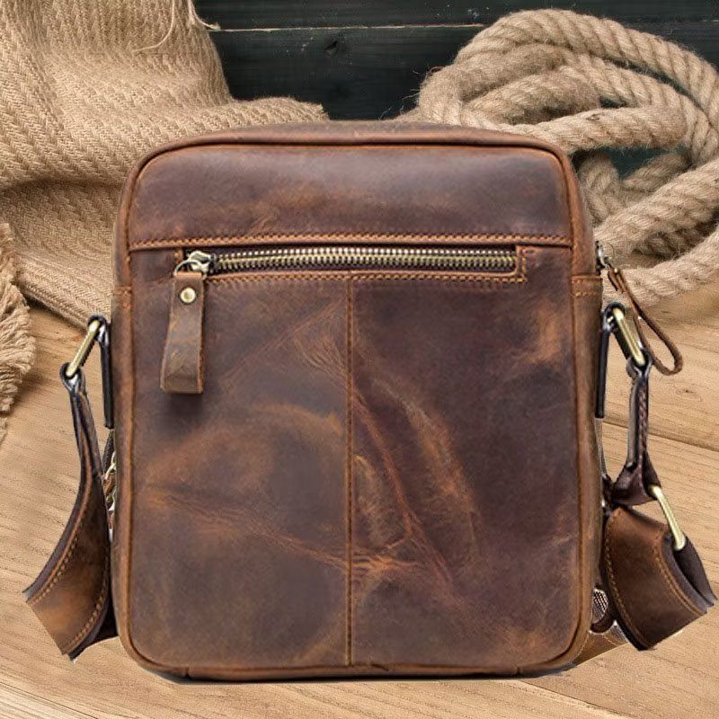 Férfi Válltáskák Elegáns Crazy Horse Bőr Masszív Crossbody Táska - Kávé