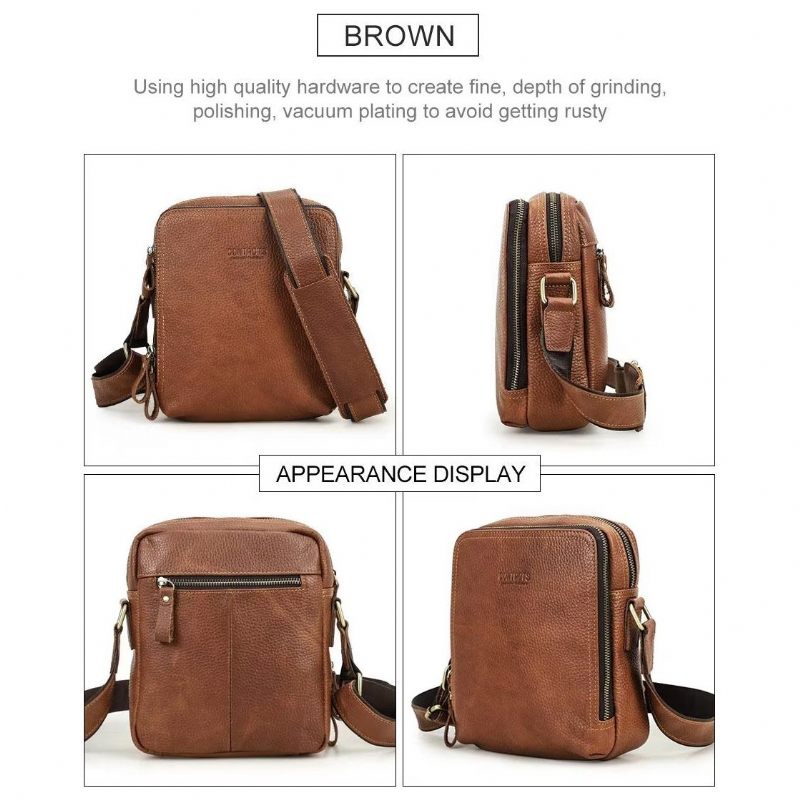 Férfi Válltáskák Elegáns Crazy Horse Bőr Masszív Crossbody Táska - Barna