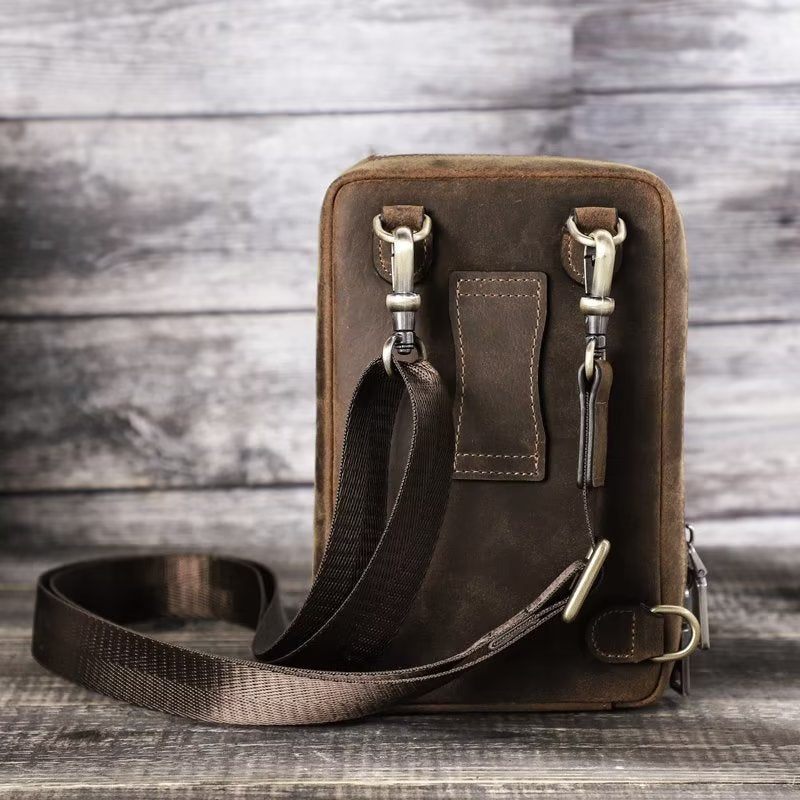 Férfi Válltáskák Elegáns Crazy Horse Bőr Vintage Crossbody Táska - Kávé