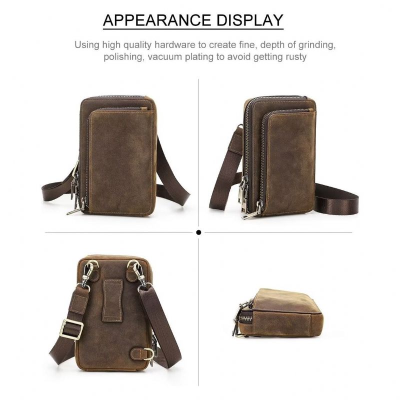 Férfi Válltáskák Elegáns Crazy Horse Bőr Vintage Crossbody Táska - Kávé