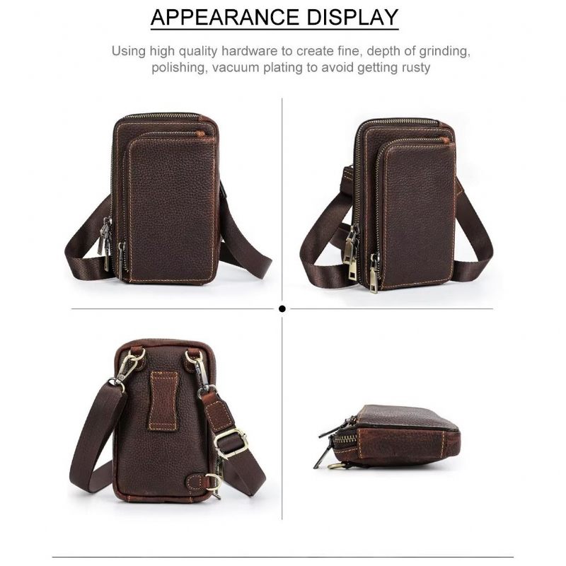 Férfi Válltáskák Elegáns Crazy Horse Bőr Vintage Crossbody Táska - Vörösbarna