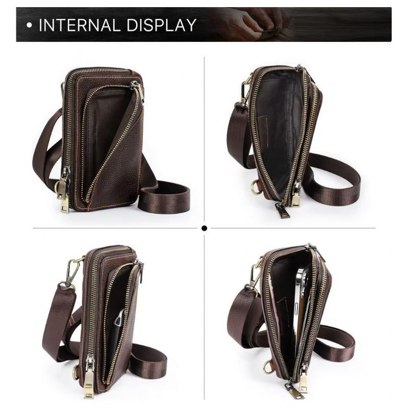 Férfi Válltáskák Elegáns Crazy Horse Bőr Vintage Crossbody Táska - Vörösbarna