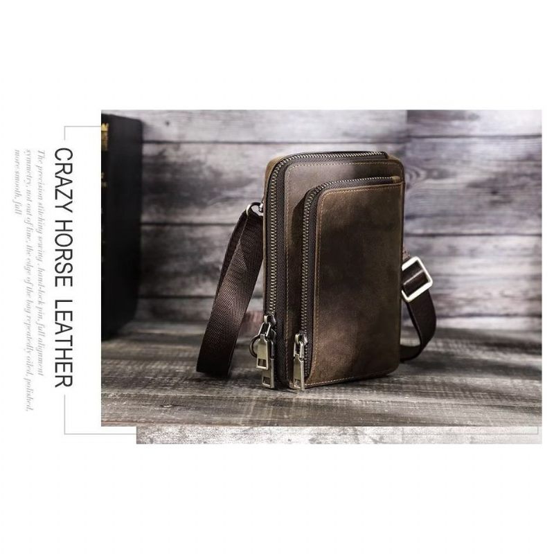 Férfi Válltáskák Elegáns Crazy Horse Bőr Vintage Crossbody Táska - Vörösbarna