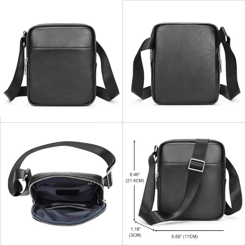 Férfi Válltáskák Luxus Bőr Csappantyús Szegecses Crossbody Táska - Fekete