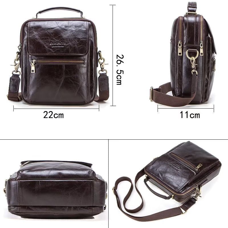 Férfi Válltáskák Luxus Bőr Flip Csatos Crossbody Táska - Kávé