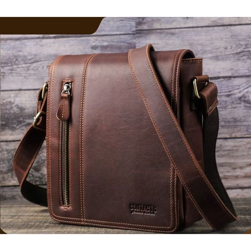 Férfi Válltáskák Luxus Bőr Fülű Kompakt Crossbody Táska - Kávé