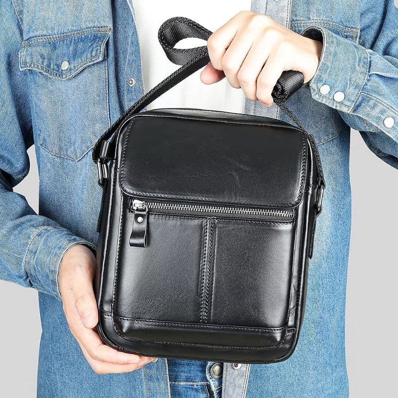 Férfi Válltáskák Luxus Bőr Fülű Rojtos Crossbody Táska - Fekete