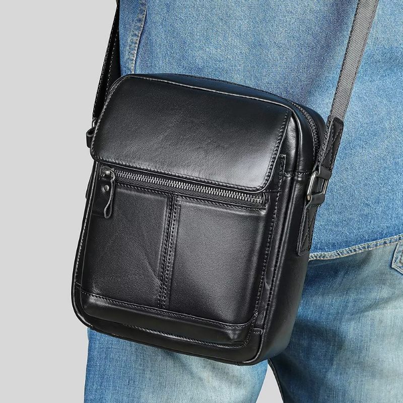 Férfi Válltáskák Luxus Bőr Fülű Rojtos Crossbody Táska - Fekete