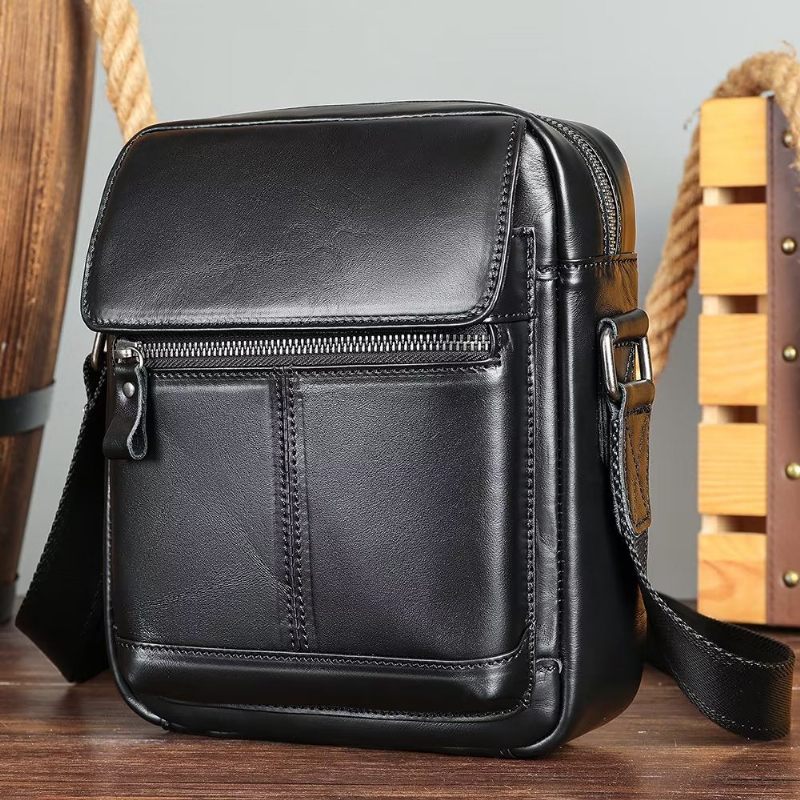 Férfi Válltáskák Luxus Bőr Fülű Rojtos Crossbody Táska - Fekete