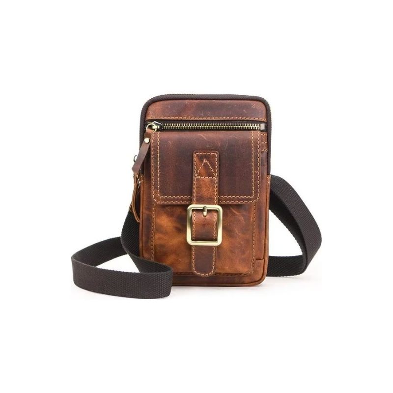 Férfi Válltáskák Luxus Bőr Zárótáska Crossbody - Vörösbarna