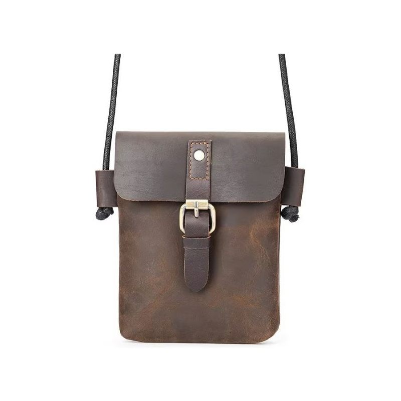 Férfi Válltáskák Luxus Crazy Horse Leather Crossbody Táska - Kávé