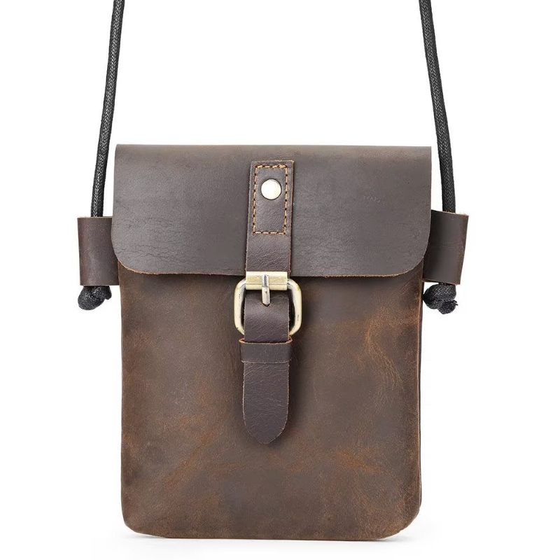 Férfi Válltáskák Luxus Crazy Horse Leather Crossbody Táska - Kávé