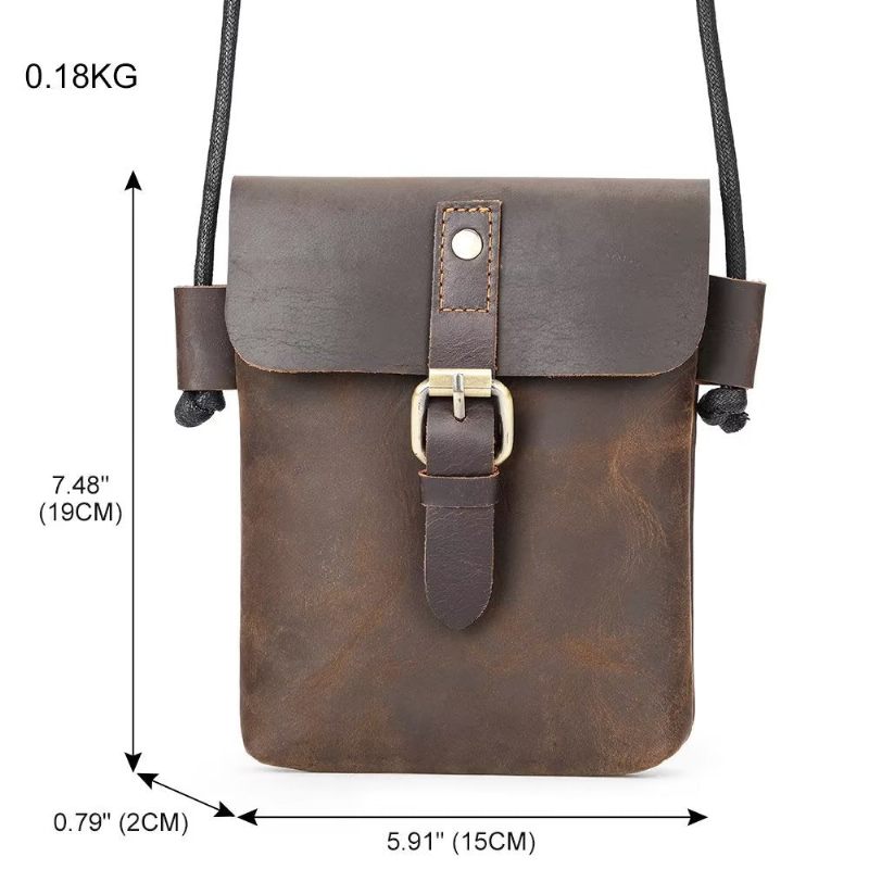 Férfi Válltáskák Luxus Crazy Horse Leather Crossbody Táska - Kávé