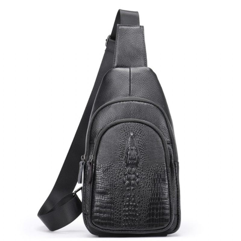 Férfi Válltáskák Luxus Crocprint Bőr Crossbody Futártáska - Fekete