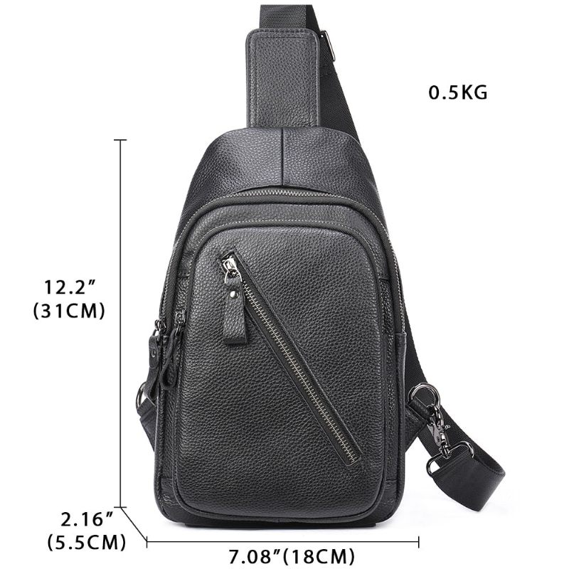 Férfi Válltáskák Luxus Nyeregcipzáras Bőr Crossbody Táska - Fekete