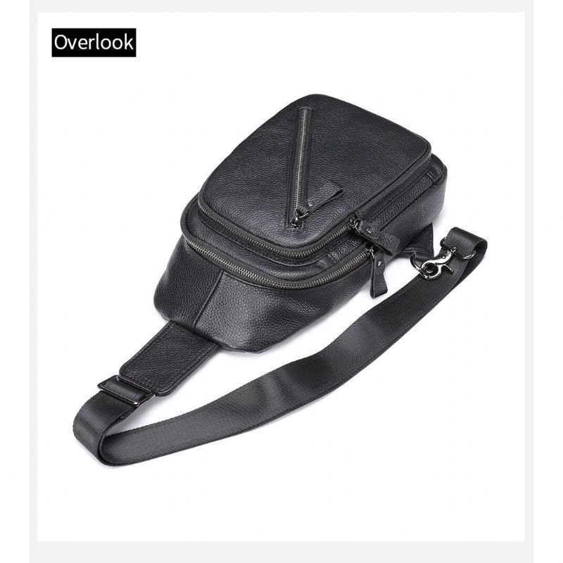 Férfi Válltáskák Luxus Nyeregcipzáras Bőr Crossbody Táska - Fekete