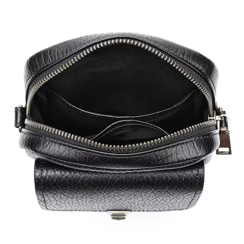 Férfi Válltáskák Luxus Valódi Bőr Flip Vintage Crossbody Táska - Fekete