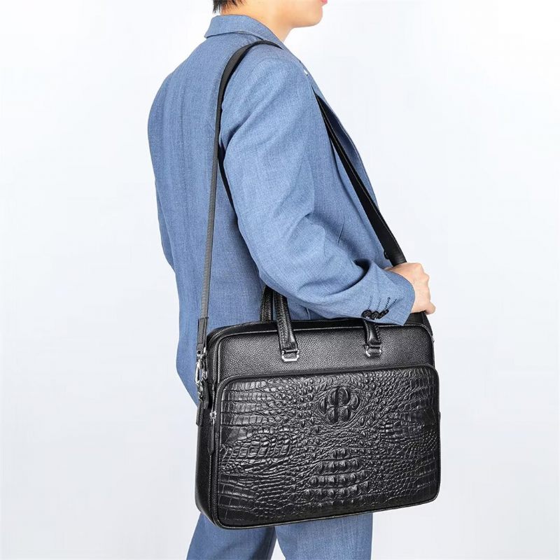 Férfi Válltáskák Pinnacle Prestige Alligator Tote - Fekete