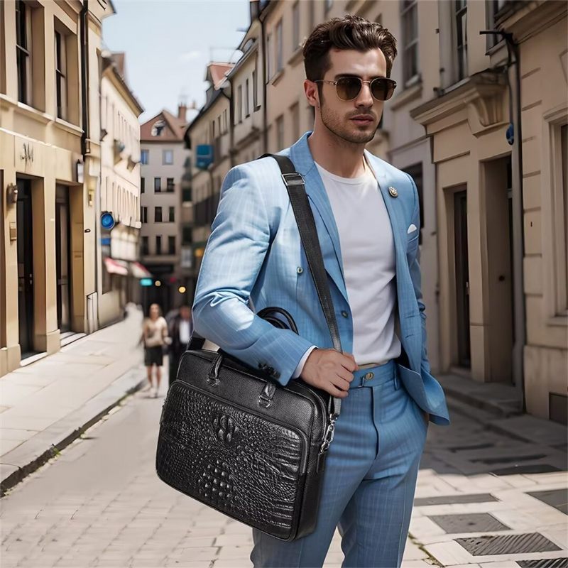 Férfi Válltáskák Pinnacle Prestige Alligator Tote - Fekete