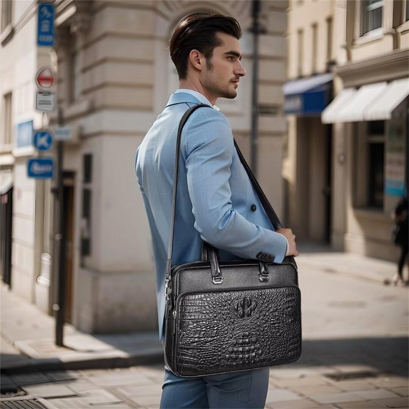 Férfi Válltáskák Pinnacle Prestige Alligator Tote - Fekete